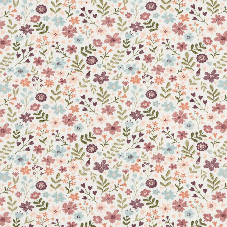 Bomuldsjersey blomstereng – elfenben,  image number 1