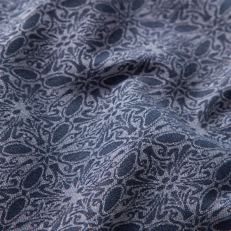 Stretchjacquard ornamenter – jeansblå,  image number 2