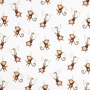 GOTS Bomuldsjersey aber i junglen Digitaltryk | Poppy Fabrics – hvid/mørkebrun, 