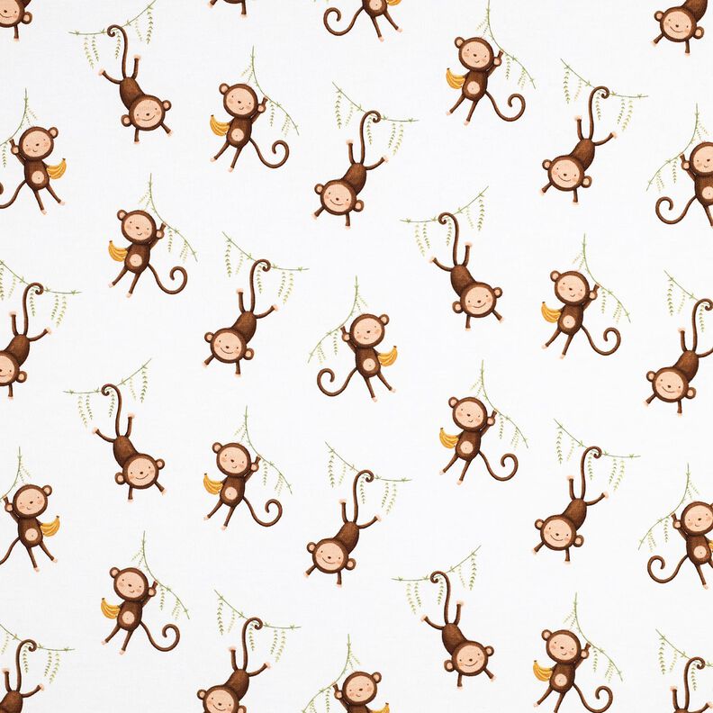 GOTS Bomuldsjersey aber i junglen Digitaltryk | Poppy Fabrics – hvid/mørkebrun,  image number 1