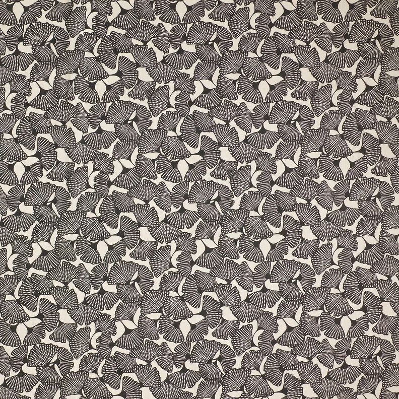 Dekorationsstof Halvpanama plettet ginkgo – sort/natur,  image number 1