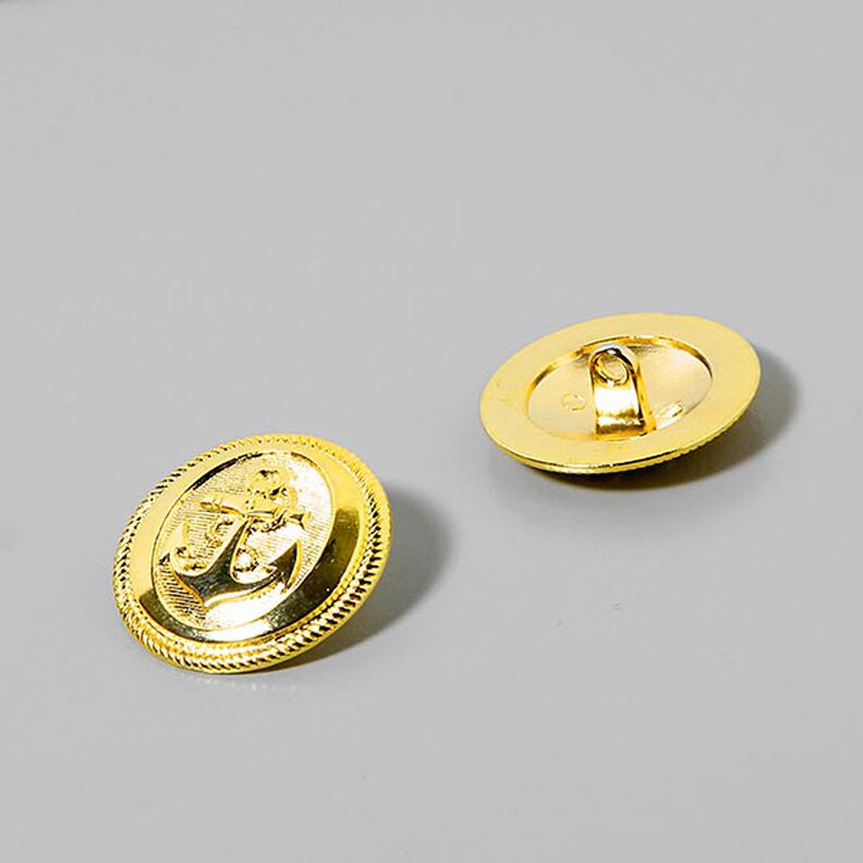 Metalknap Anker – guld metallisk,  image number 2