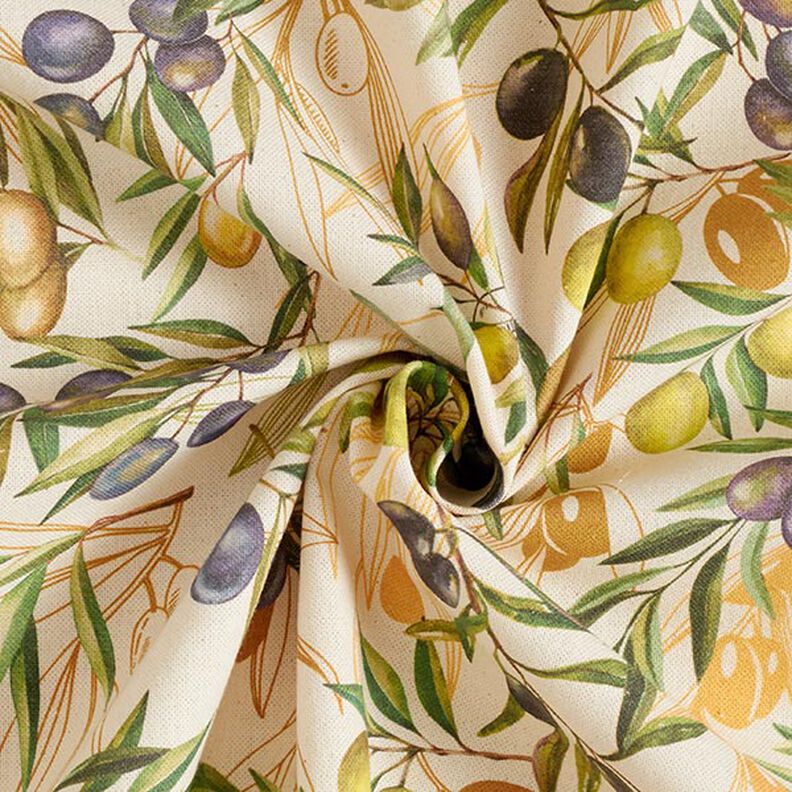 Dekorationsstof halvpanama olivengrene genanvendt – lysebeige,  image number 3