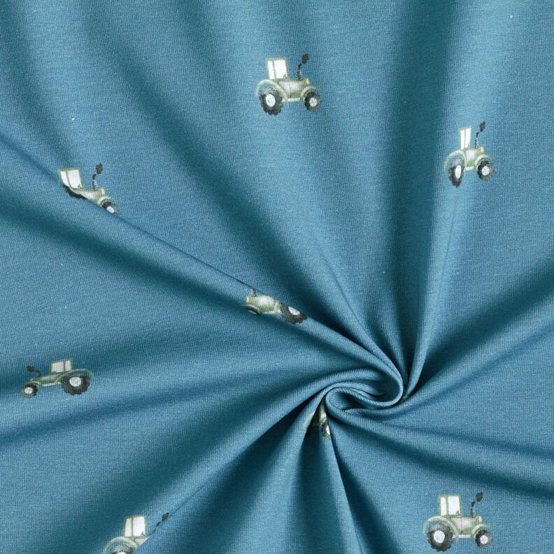 GOTS Bomuldsjersey traktor Digitaltryk – jeansblå,  image number 3