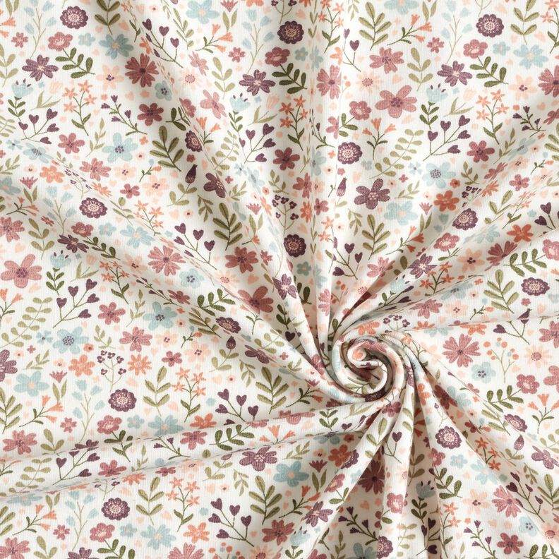 Bomuldsjersey blomstereng – elfenben,  image number 3