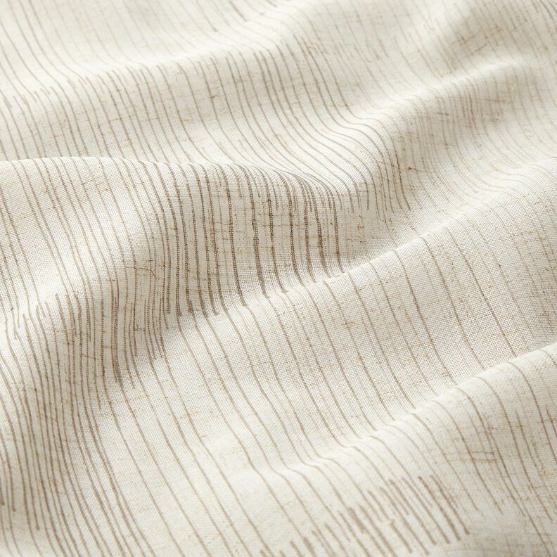 Gardinstof h&oslash;r-miks uregelm&aelig;ssige striber  &ndash; m&oslash;rkebeige/natur,  image number 2