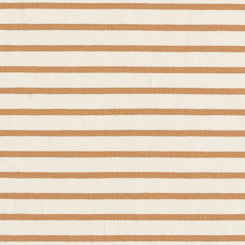 Bomuldsjersey smalle og brede striber – creme/kanel,  image number 1