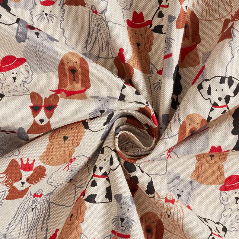 Dekorationsstof Halvpanama elegante hunde – natur/grå,  image number 3