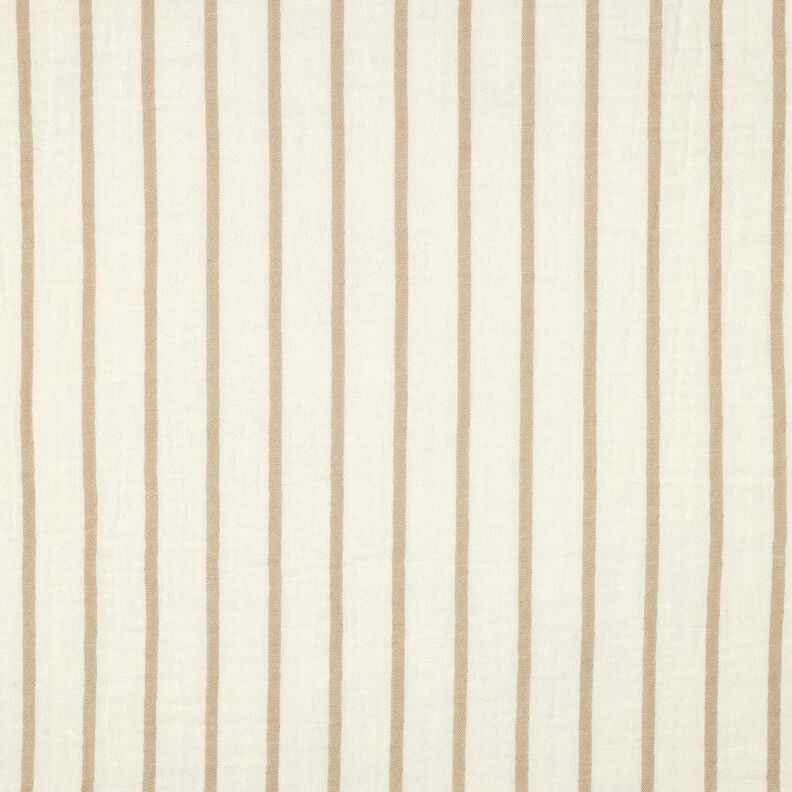 Musselin/Dobbelt-Crincle stof garnfarvede striber  | Poppy Fabrics – mandel/uldhvid,  image number 1