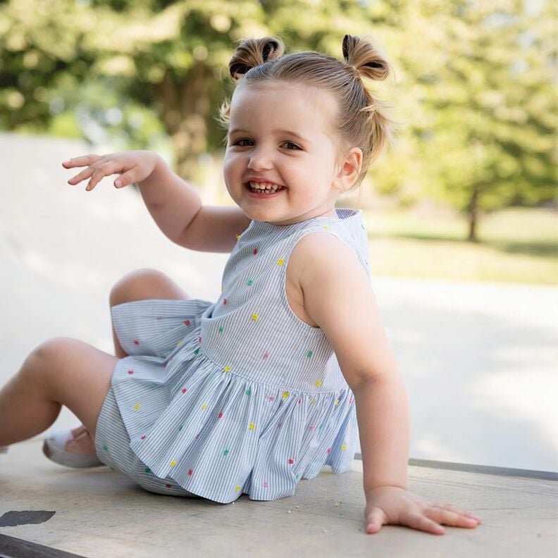 Fin bomuldsbatist dobby og striber | Poppy Fabrics – lyseblå/hvid,  image number 6