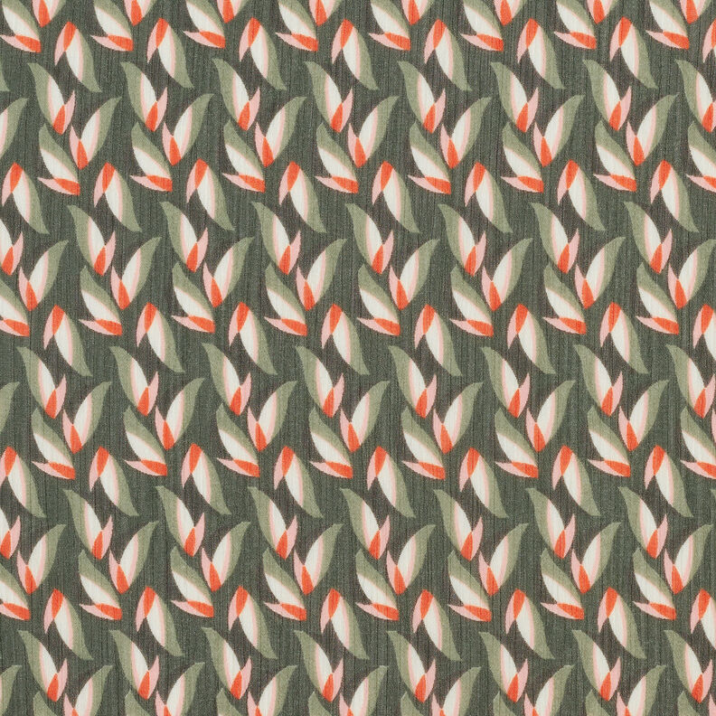 crêpe chiffon bladmønster – sort/reed,  image number 1