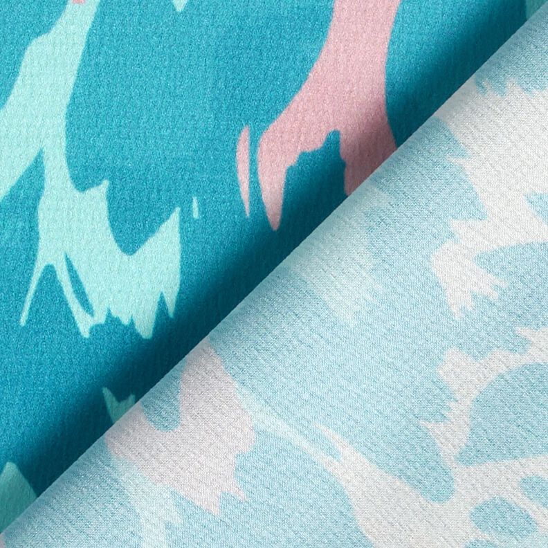 crepe-satin abstrakte blomsterblade &ndash; azur/creme,  image number 4