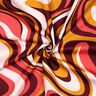 Bomuldssatin Retro-bølger| Poppy Fabrics – bordeaux/karrygul | Reststykke 50cm,  thumbnail number 3