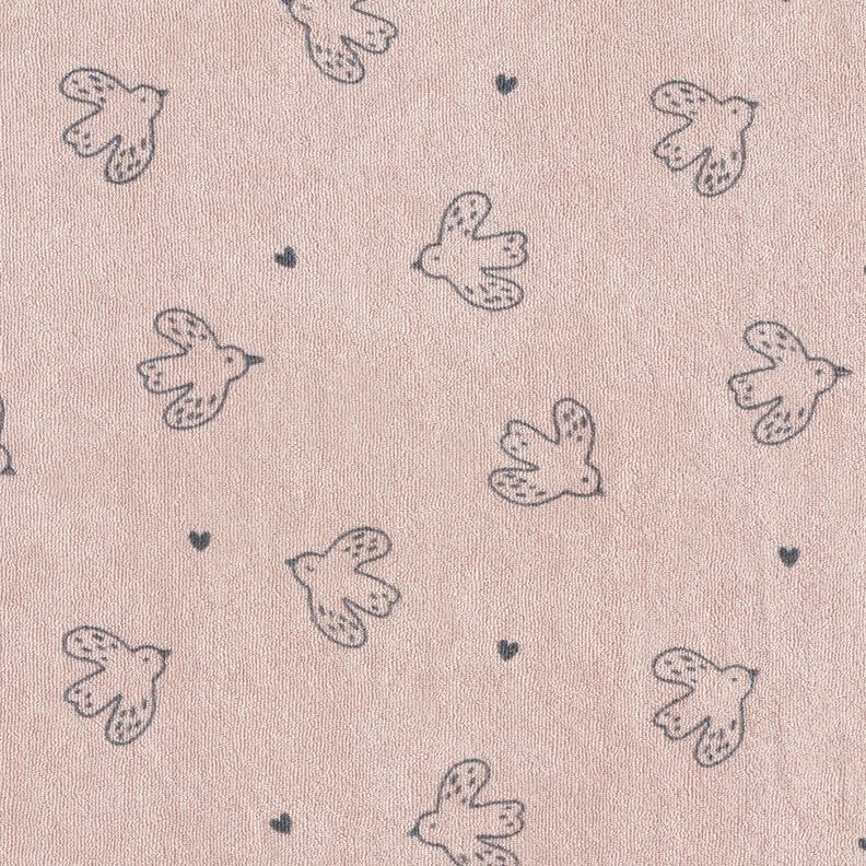 frott&eacute;jersey sm&aring; fugle &ndash; lys gammelrosa,  image number 1