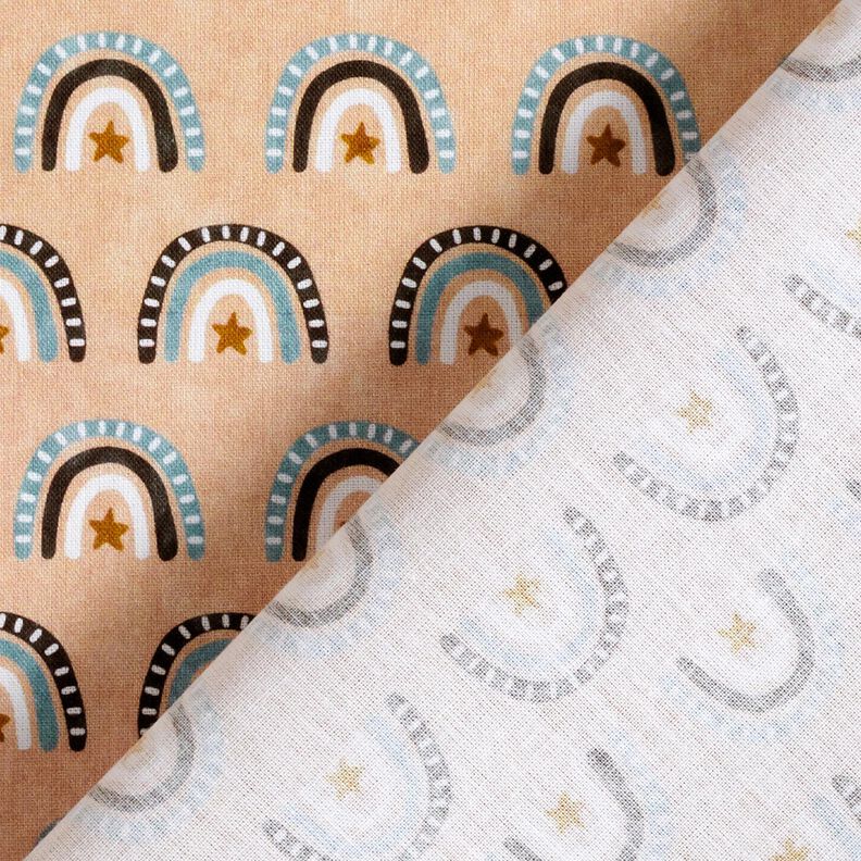 Bomuldspoplin regnbuer Digitaltryk – beige,  image number 4