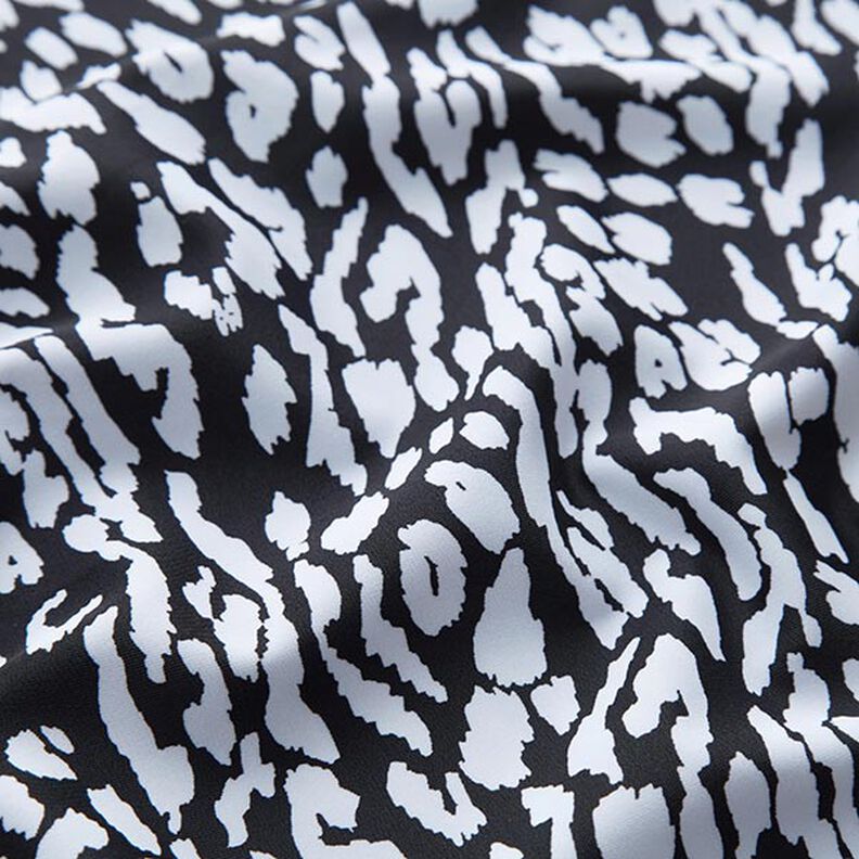 Badetøjsstof Leopardmønster – hvid/sort,  image number 2