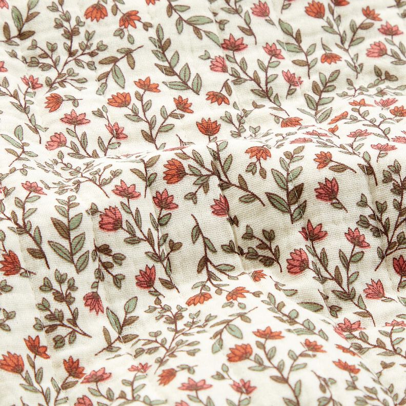 Musselin Quiltstof romantiske blomster &ndash; uldhvid/lyse b&aelig;r,  image number 4