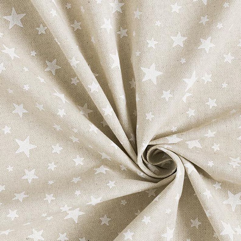 Dekorationsstof Halvpanama stjerner – natur/hvid,  image number 3