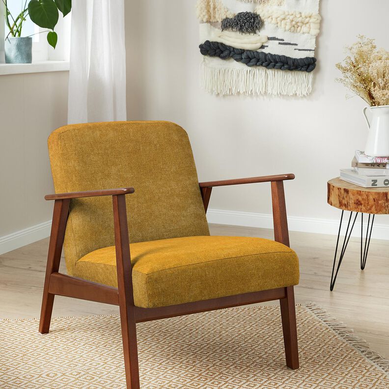 Polsterstof fin struktur – sennep | Reststykke 60cm,  image number 4