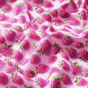 Bomuldsstof Poplin strålende hindbær – pastelviolet/æblegrøn, 