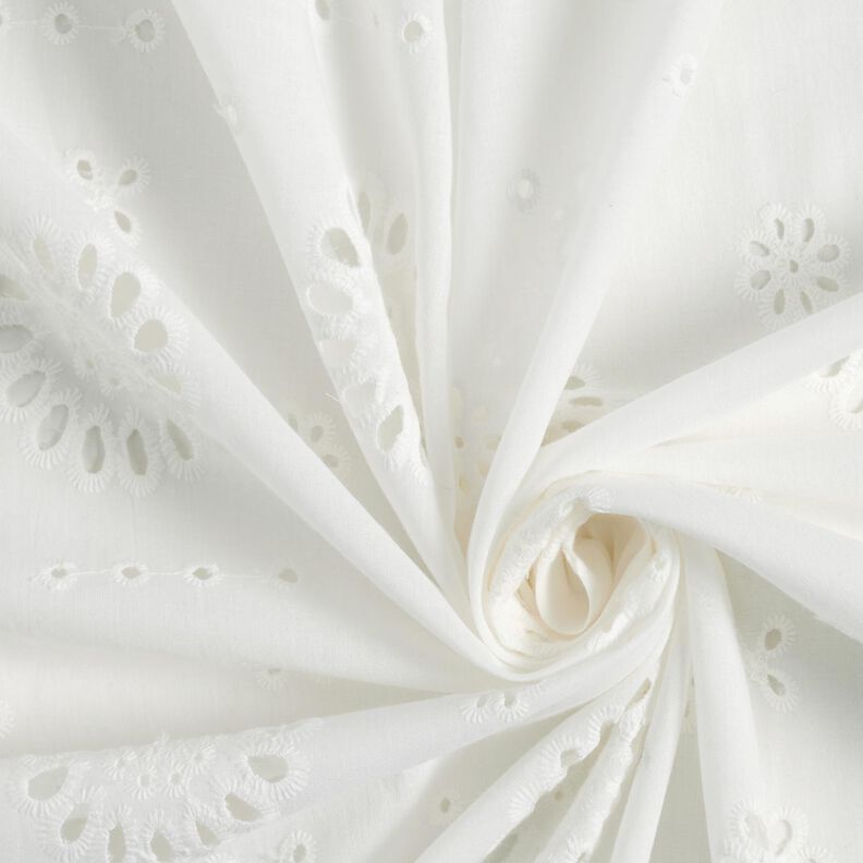 bomuldsstof hulbroderi blomster – hvid,  image number 3
