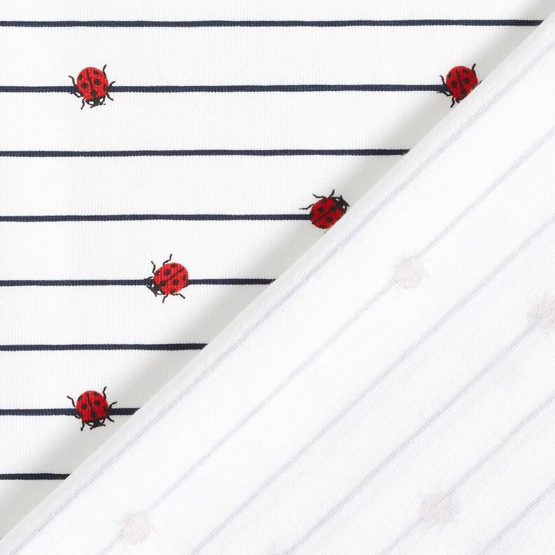 Bomuldsjersey Striber og mariehøns – uldhvid,  image number 4