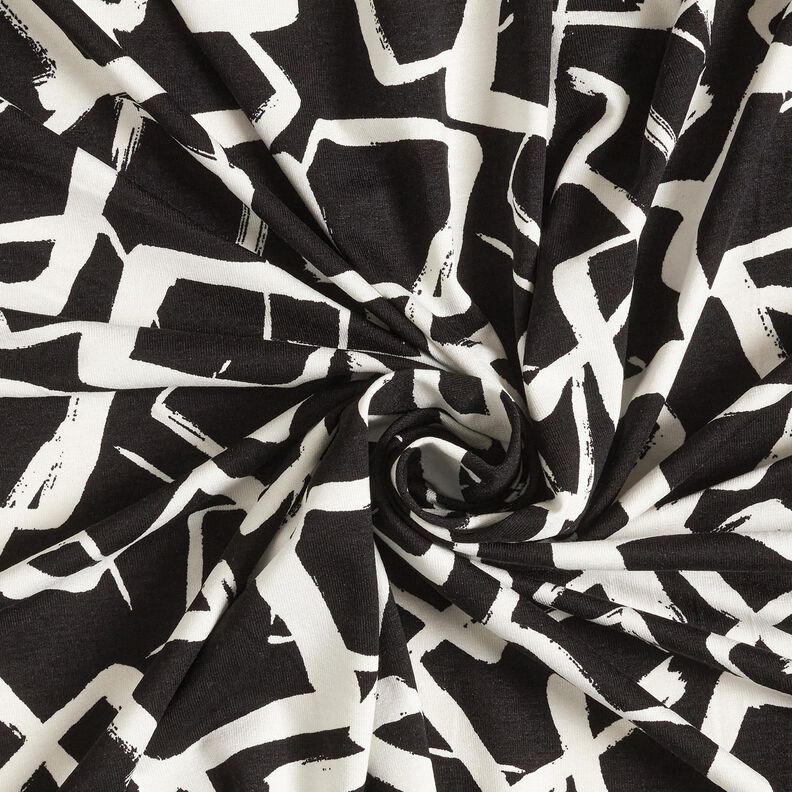 Viskosejersey spredte romber – sort/elfenben,  image number 3