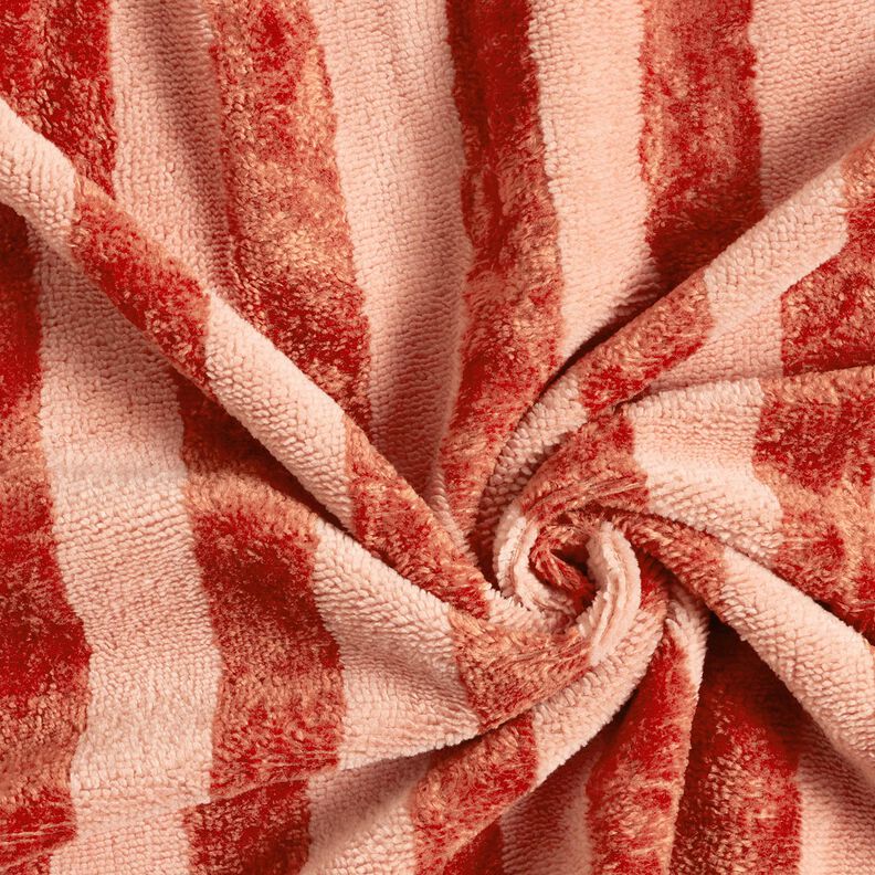 Frottéstof Bambus blokstriber – rød/hummerfarvet,  image number 4