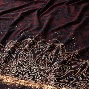 BomuldsjerseyBordure stof Mandala med guldkrymmel | Glitzerpüppi – sortbrun/guld, 