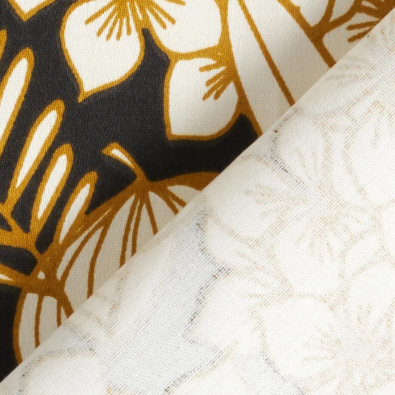 Bomuldssatin Tropiske blomster – sort,  image number 4