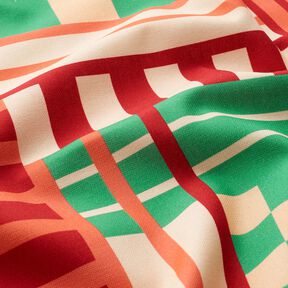 Dekorationsstof Halvpanama moderne former &ndash; eneb&aelig;rgr&oslash;n/m&oslash;rker&oslash;d, 