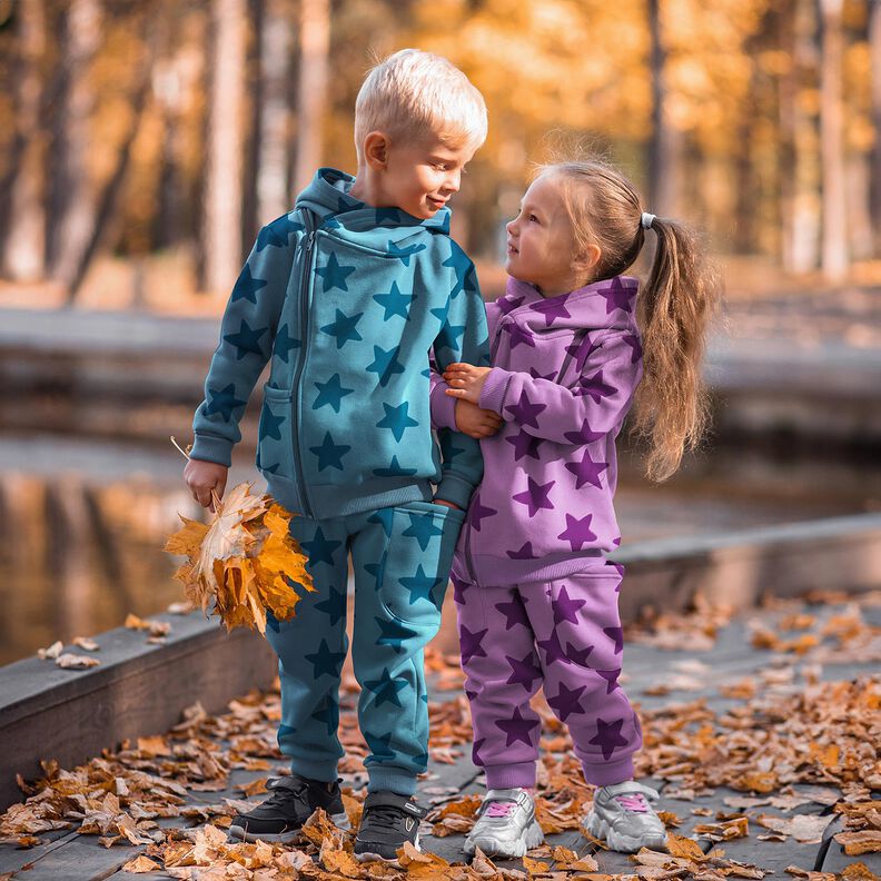 Hyggesweat stjerner | Poppy Fabrics – strålende blå/havblå,  image number 5