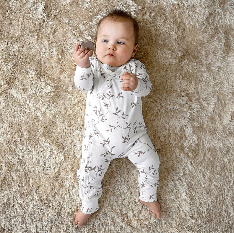 Bomuldsjersey bladranker &ndash; elfenben/lysebrun,  image number 8