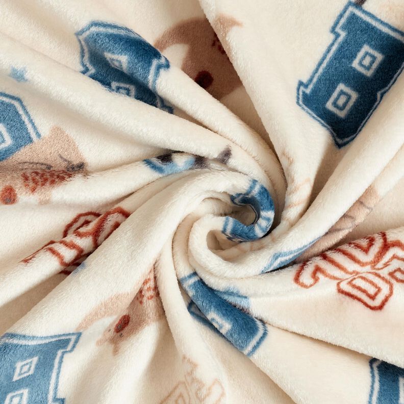 Hyggefleece collagejakke-stil – lysebeige/blå,  image number 3