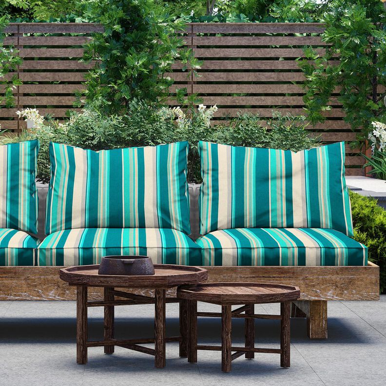 Outdoor stof Canvas blandede striber – petrol/anemone,  image number 6