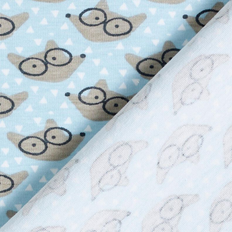 Bomuldsjersey Ræv med briller – babyblue,  image number 4