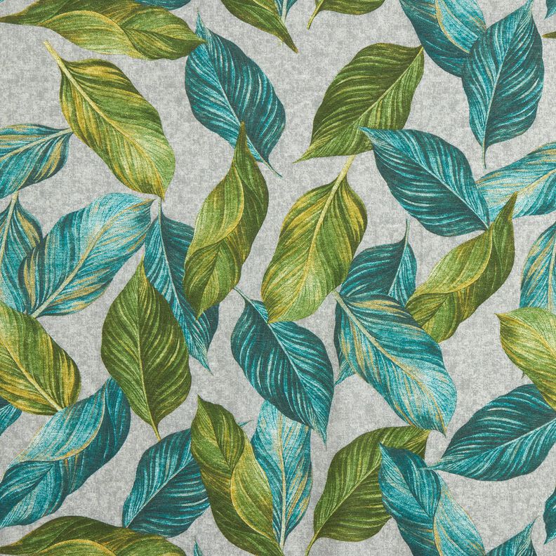 Dekorationsstof Canvas Ficus-blade  – blågran/grå,  image number 1