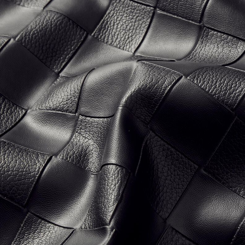 Læderimitat flettet look – sort,  image number 2