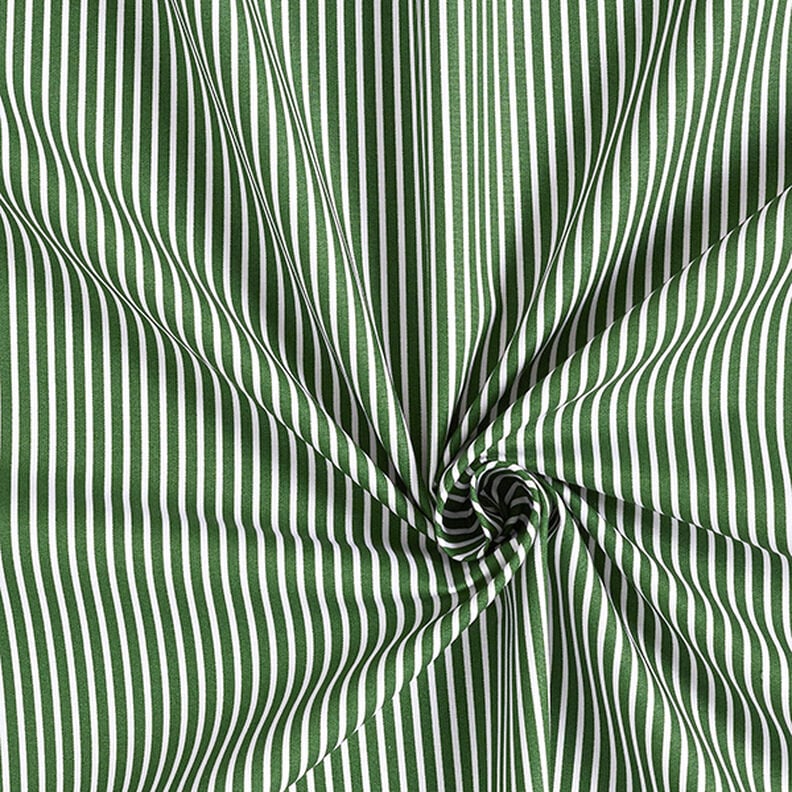 Bomuldspoplin Striber – mørkegrøn/hvid,  image number 3