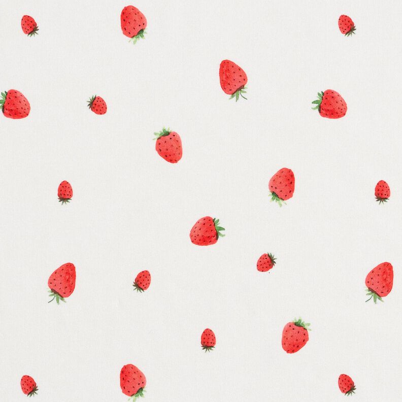 GOTS Bomuldsjersey akvarel jordbær Digitaltryk – elfenben,  image number 1