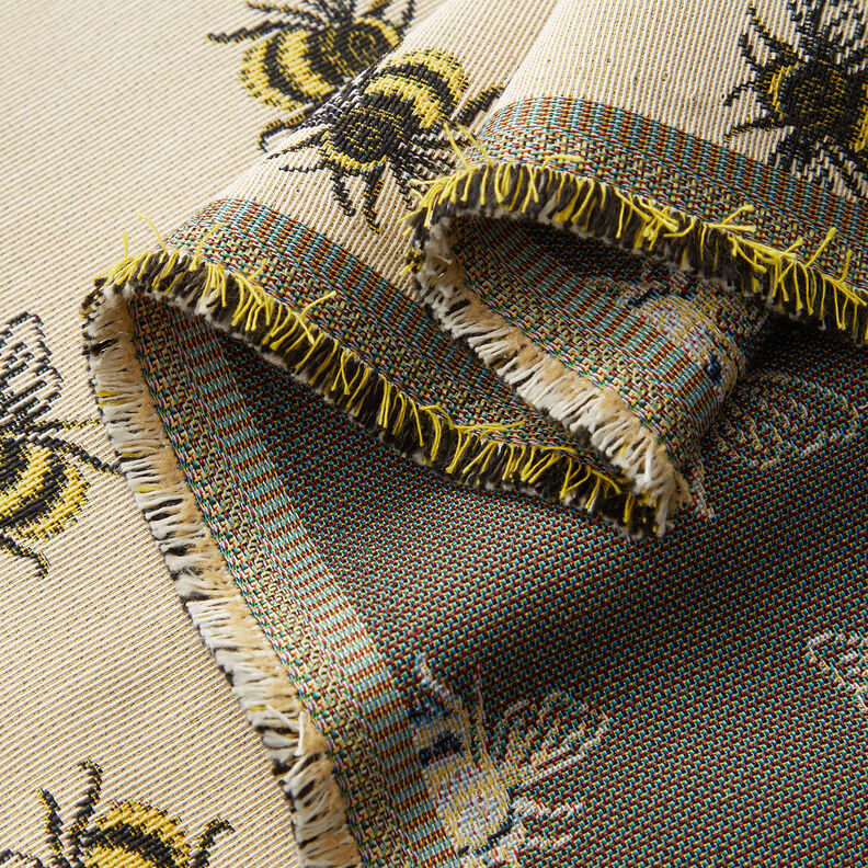 Dekorationsstof Gobelin bisværm – lysebeige/gul | Reststykke 90cm,  image number 3