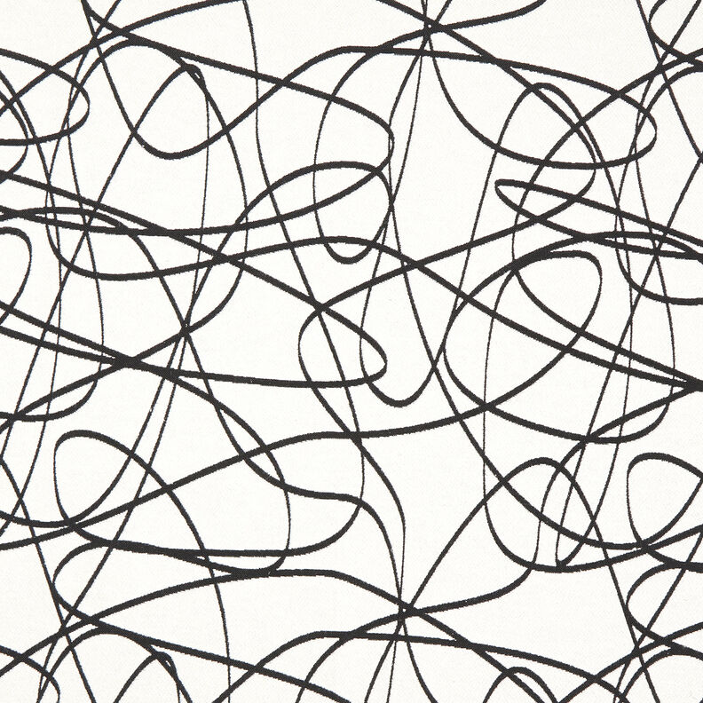 Dekorationsstof Jacquard abstrakte linjer – elfenben/sort,  image number 1