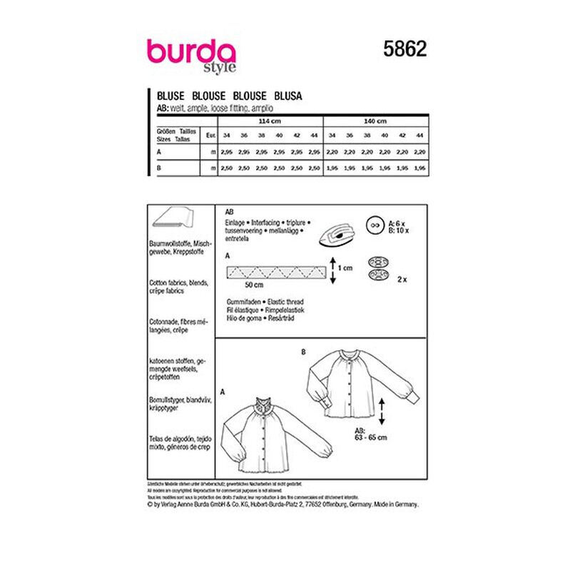 Bluse | Burda 5862 | 34-44,  image number 9