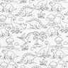Bomuldspoplin Farvelægningsstof dinoer – hvid/sort,  thumbnail number 1