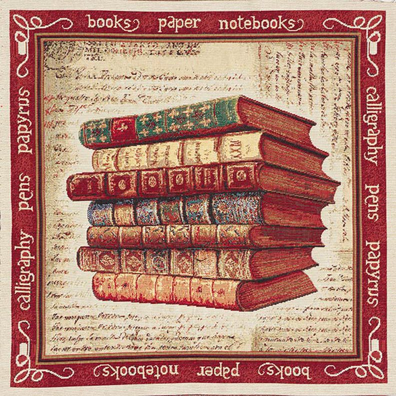 Dekorationsstof gobelinstykke Bøger – beige,  image number 1