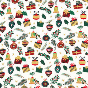 Bomuldsstof Poplin gaver – uldhvid/guld, 