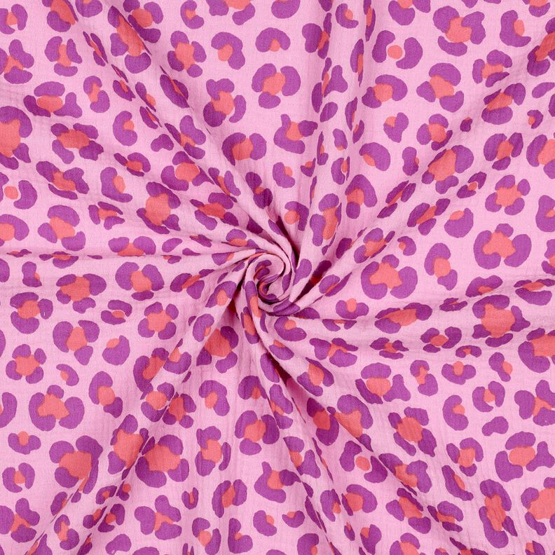 Musselin/Dobbelt-Crincle stof bunt leopardprint | Poppy Fabrics &ndash; pastelviolet/r&oslash;dlilla,  image number 3