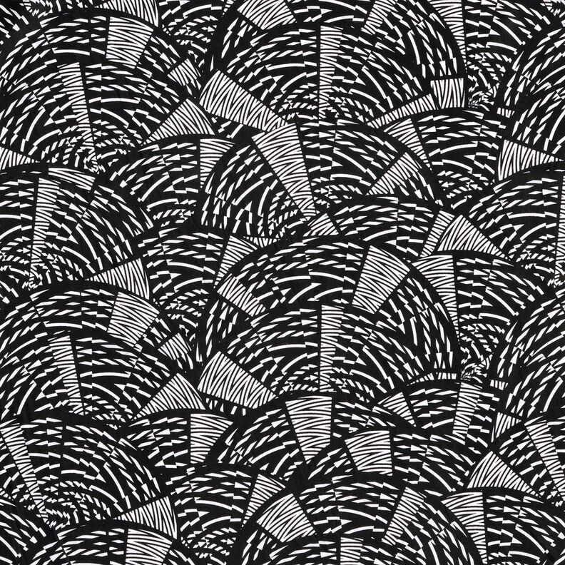 Badetøjsstof abstrakt grafisk mønster – sort/hvid,  image number 1