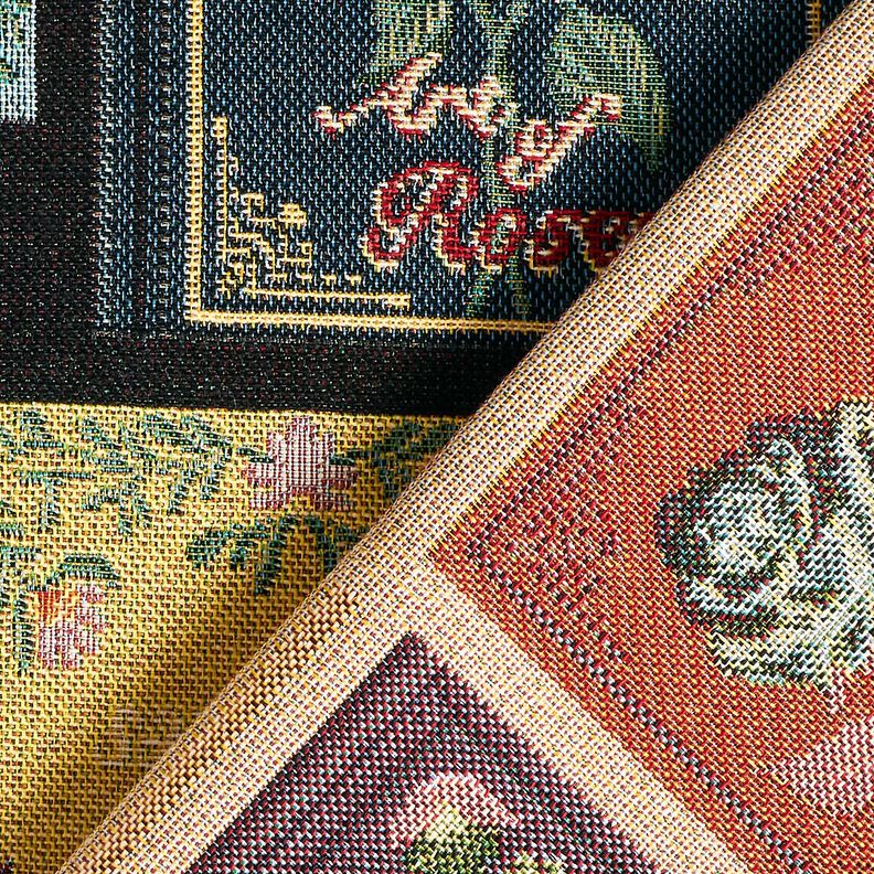 Dekorationsstof Gobelin bogomslag – sort/merlot,  image number 4