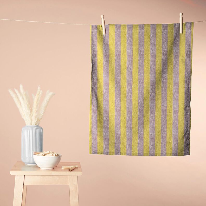 Frottéstof Bambus blokstriber – gul/syren,  image number 7